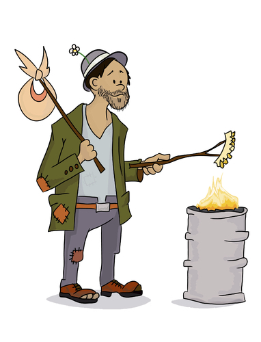 Cartoon: Hobo (medium) by gartoon tagged vagabond,hobo,men,homlessnes