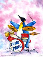 Cartoon: Schlagzeug Pinguin (medium) by Wichtl Silvia tagged pinguine,penguins,musiker