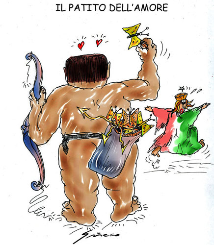 Cartoon: AMORE AMOR (medium) by Grieco tagged grieco,coriandoli,amore,partito,berlusconi