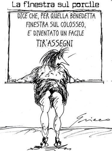 Cartoon: FENESTA CA NUCIVE (medium) by Grieco tagged grieco,scajola,colosseo,italia,assegni,rocco,satira