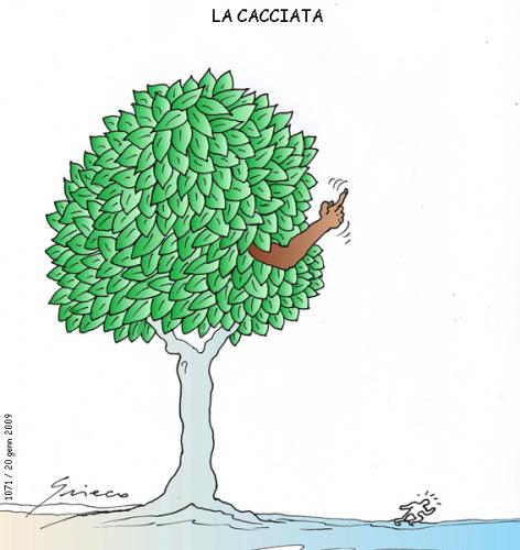 Cartoon: La Cacciata (medium) by Grieco tagged grieco,obama,bush,casa,bianca