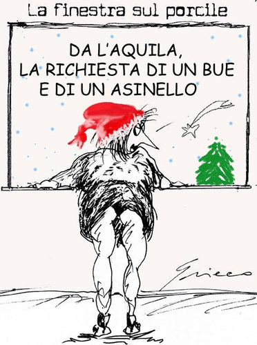 Cartoon: NATALE a l Aquila (medium) by Grieco tagged grieco,natale,terremotati