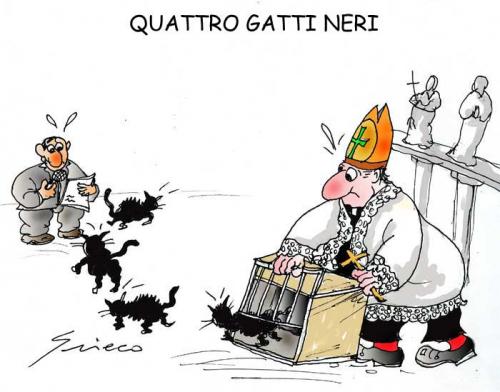 Cartoon: Quattro gatti...neri ! (medium) by Grieco tagged grieco,rai,papa,gatti,vaticano