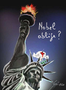 Cartoon: OBAMA   Nobel per la pace 2009 (small) by Grieco tagged grieco obama nobel america