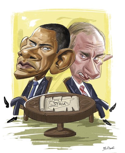 Cartoon: PUTIN OBAMA (medium) by nader_rahmani tagged putin,obama