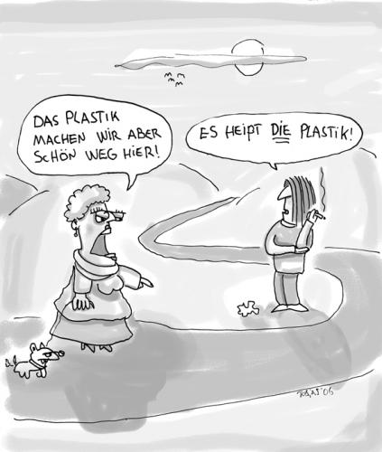 Cartoon: Plastik (medium) by Tobias Schülert tagged kunst,,umwelt,natur,landschaft,umweltschutz,umweltverschmutzung,müll,abfall,plastik,entsorgen,kunst,bildhauerei,skulptur,statue,kunstwerk,künstler,künstlerin,kunstverständnis,kritik,verstehen,verständnis,ausrede,beschwerde,kommunikation