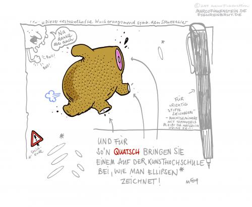 Cartoon: Empörung pur! (medium) by MarcoFinkenstein tagged huhn,rennen,kunsthochschule,quatsch,stift,steuerzahler,ellipsen