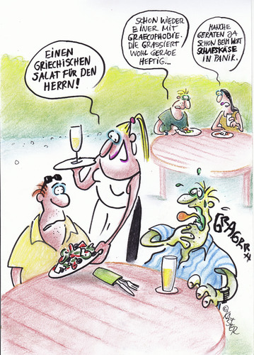 Cartoon: graekophobia (medium) by Petra Kaster tagged griechenland,europa,politik,finanzen,wirtschaft,geld,griechenland,europa,politik,finanzen,wirtschaft,geld