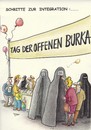 Cartoon: schritte zur integration (small) by Petra Kaster tagged burka,integration,frauen,marketing,religionen,islam,tolernaz