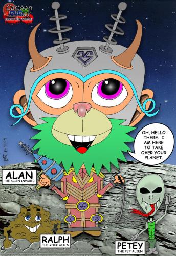 Cartoon: Alan the Alien (medium) by yusanmoon tagged yu,san,moon,alan,the,alien,funny,humor,cartoon,cute