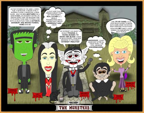 Cartoon: The Munsters 2K (medium) by yusanmoon tagged yu,san,moon,cartoon,comic,artist,funny,humor,customer,service,munsters