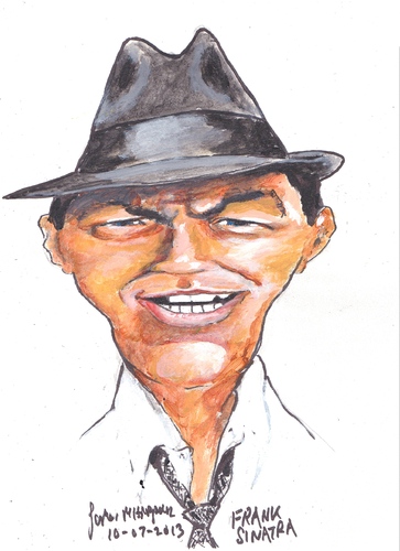 Cartoon: Frank Sinatra as Tony Rome (medium) by jjjerk tagged frank,sinatra,tony,rome,film,star,cartoon,caricature,singer,actor,hat,tie,american,america