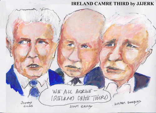 Cartoon: iRELAND CAME THIRD (medium) by jjjerk tagged ireland,sports,cup,cartoon,caricature,brady,liam,jonney,giles,eamon,dunphy,soccer