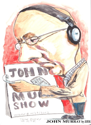 Cartoon: John Murray (medium) by jjjerk tagged john,murray,cartoon,rte,caricature,irish,ireland,glasses,red