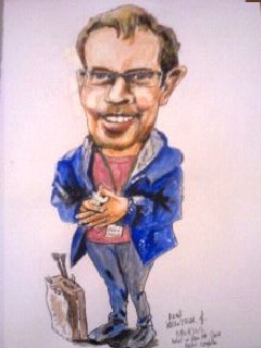 Cartoon: Kevin Millar (medium) by jjjerk tagged kevin,miller,millar,millor,artist,art,in,the,open,cartoon,caricature,wexford,paint,glasses,quick,draw