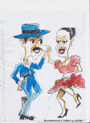 Cartoon: Spanish dance Tthree (medium) by jjjerk tagged spain,cartoon,caricature,dancers,dance,red,blue,hat