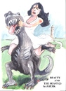Cartoon: Beauty and the Beast 2 (small) by jjjerk tagged beauty beast caricature castle dinasur white dress fantacy fairytale