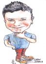 Cartoon: Ciaran (small) by jjjerk tagged ciaran,dublin,ireland,irish,cartoon,caricature,smile,famous,illustration,red,blue,runners