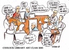Cartoon: Coolock Library art class 2013 (small) by jjjerk tagged coolock,library,art,group,ireland,irish,cartoon,caricature,artist,painter,drawing,table,debate,agnes,president
