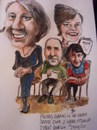 Cartoon: Poetry Group (small) by jjjerk tagged poetry lissa oliver rumania helen dwyer ireland irish red writer cartoon caricature