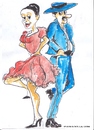 Cartoon: Spanish dance one (small) by jjjerk tagged spain cartoon caricature dancers dance red blue hat