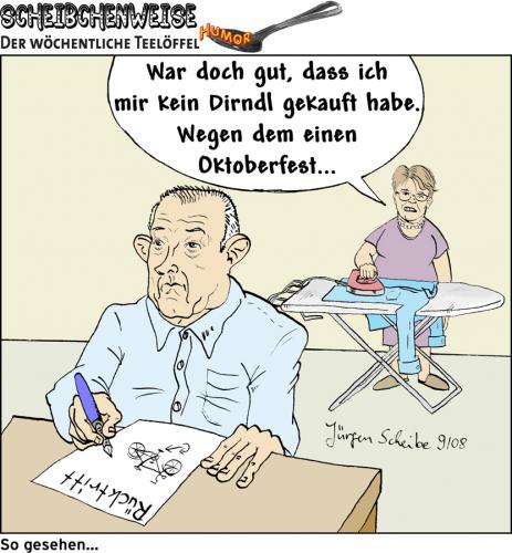 Cartoon: Becksteins Rücktrittserklärung (medium) by Scheibe tagged beckstein,marga,dirndl,rücktritt,bayern