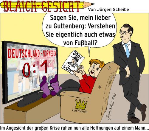 Cartoon: Ein Fall für zu Guttenberg (medium) by Scheibe tagged zu,guttenberg,angela,merkel,nationalelf