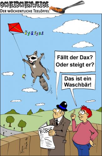 Cartoon: Fällt der DAX? (medium) by Scheibe tagged dax,aktienkurs,krise,börse,waschbär