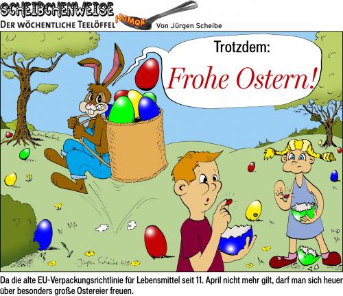 Cartoon: Scheibchenweise 159 (medium) by Scheibe tagged eu,verpackungsverordnung,ostern,osterhase,mogelpackung,ostereier,kinder,gummibärchen,bürokratie