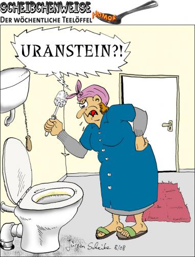 Cartoon: Uran im Trinkwasser (medium) by Scheibe tagged inkwasser,verseucht,vergiftet,putzfrau,bad,wc