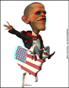 Cartoon: Barack Obama (small) by Silvio Vela tagged barack obama president of united states anaglyph image 3d stereo caricature cartoon illustration caricatures silvio vela