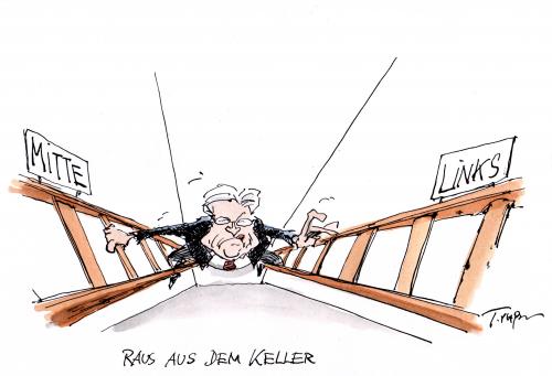 Cartoon: raus aus dem keller (medium) by plassmann tagged steinmeier