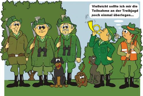 Cartoon: vor der Treibjagd (medium) by MiS09 tagged treibjagd,jagd,jäger,natur,dicke,brillen
