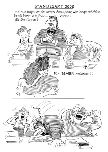 Cartoon: Standesamt 2000 (medium) by Michael Becker tagged standesamt,trauung,ehe,versprechen,treue,liebe,heirat