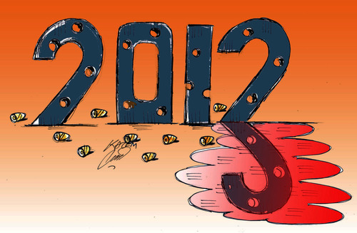 Cartoon: 2013 in blood (medium) by Hossein Kazem tagged 2013,in,blood