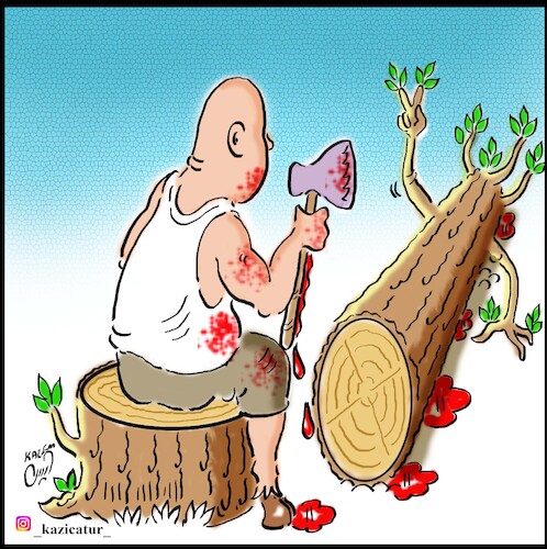 Cartoon: axeman (medium) by Hossein Kazem tagged axeman