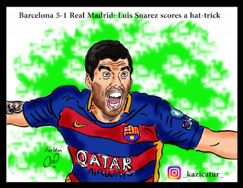 Cartoon: Barcelona 5-1 Real Madrid (medium) by Hossein Kazem tagged barcelona,real,madrid