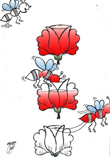 Cartoon: bee (medium) by Hossein Kazem tagged bee