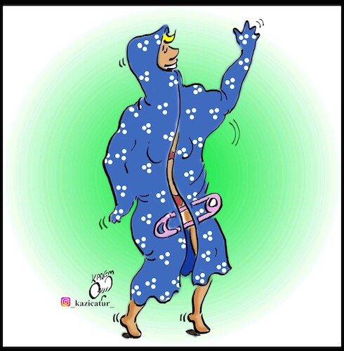 Cartoon: bodybuilding hijab (medium) by Hossein Kazem tagged bodybuilding,hijab