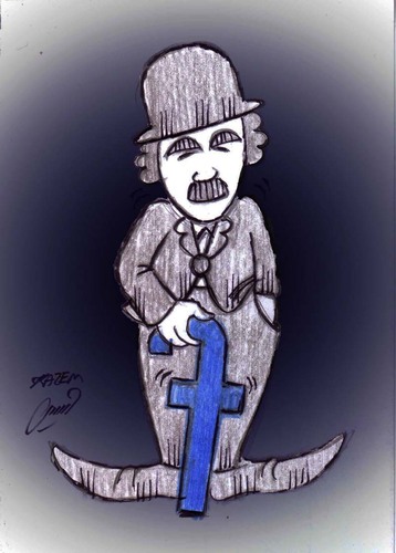 Cartoon: chaplin in facebook (medium) by Hossein Kazem tagged chaplin,in,facebook