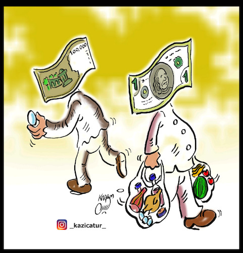 Cartoon: dollar (medium) by Hossein Kazem tagged math2022
