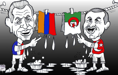 Cartoon: erdogan and sarkozy (medium) by Hossein Kazem tagged erdogan,and,sarkozy