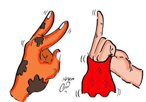 Cartoon: finger show (medium) by Hossein Kazem tagged finger,show