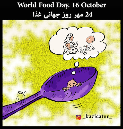 Cartoon: food world day (medium) by Hossein Kazem tagged food,world,day