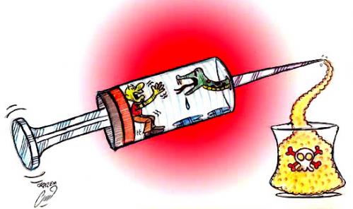 Cartoon: heroin (medium) by Hossein Kazem tagged heroin