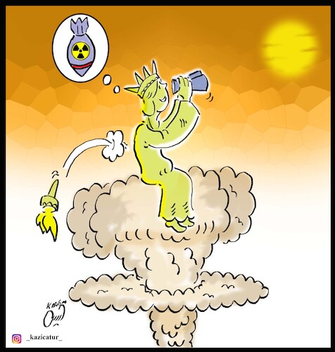 Cartoon: hiroshima (medium) by Hossein Kazem tagged hiroshima,atom,bomb