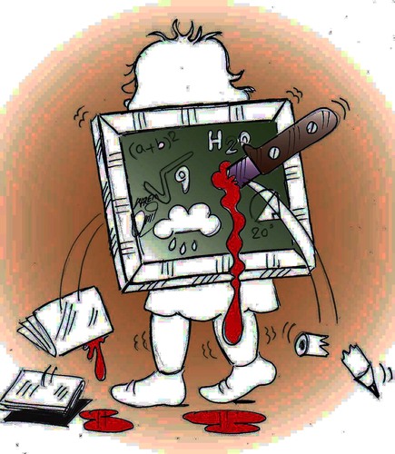 Cartoon: killer studendt and his teacher (medium) by Hossein Kazem tagged killer,studendt,and,his,teacher