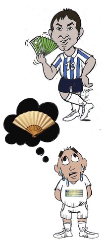Cartoon: messi in world cup group f (medium) by Hossein Kazem tagged messi,in,world,cup,group