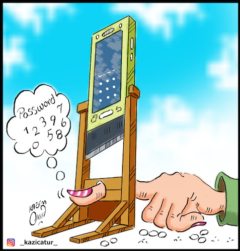 Cartoon: password (medium) by Hossein Kazem tagged math2022