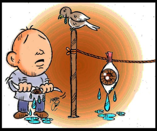 Cartoon: tear (medium) by Hossein Kazem tagged tear